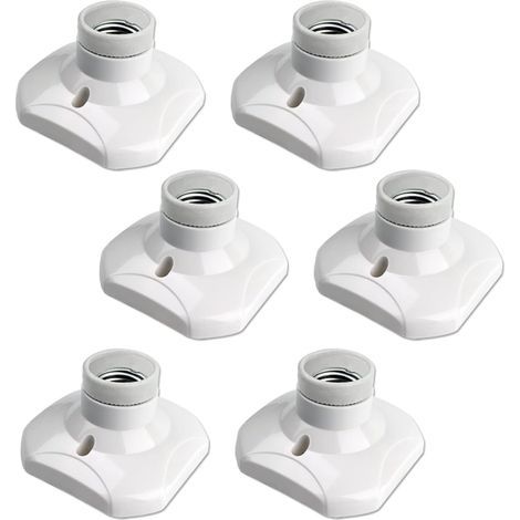 Portalampada a vite E27 per soffitto, montaggio a parete con base E27, AC 230V, portalampada quadrato bianco, base in plastica, confezione da 6 (1/5)