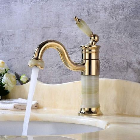 Robinet de lavabo, robinet de lavabo de toilette, Mitigeur de lavabo, mélangeur d'eau chaude et froide à poignée unique - 20cm