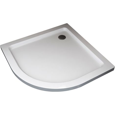 NALA-Piatto Doccia Ribassato Semicircolare In Abs H 5cm Con Piletta Inclusa 80x80
