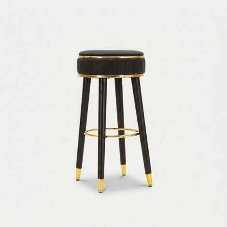 Tabouret de bar London noir design élégant doré (1/5)