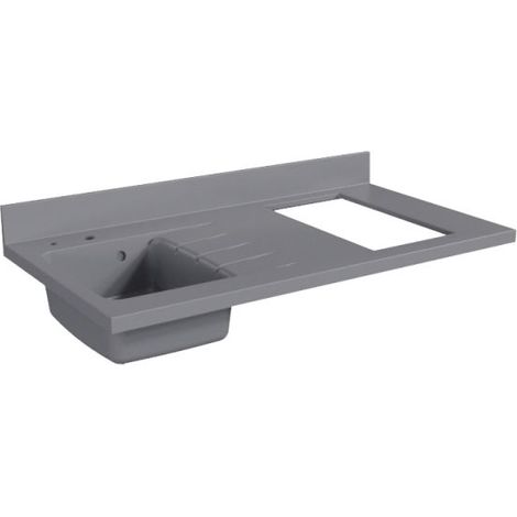 Cuisibane – Plan de travail monobloc en quartz 120 cm – Évier à gauche – Crédence arrière 10 cm – Découpe pour plaque de cuisson 49,7 x 28,1 cm (1/8)