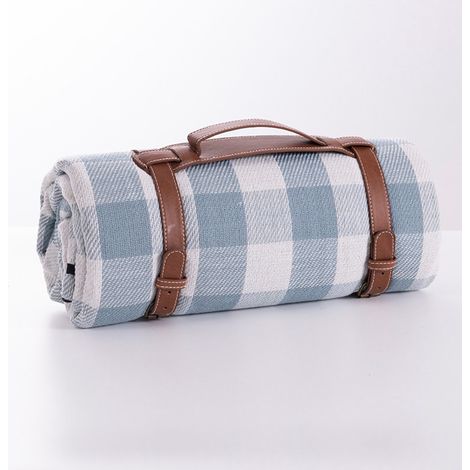 ZHIJIA PREMIUM Couverture pique nique imperméable 200 x 200 cm pour 3 à 8 personnes pliable poignée PU anti sable camping jardin plage bleu (1/5)