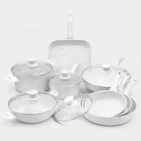 13-teiliges Antihaft-Pfannenset Stonewhite inkl. Grillpfanne (1/5)