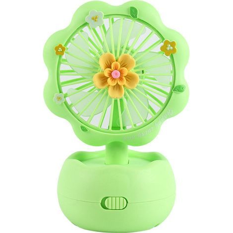 Ortviai Ventilateur portable rechargeable USB silencieux en forme de fleur verte – mini ventilateur de bureau et main (1/5)