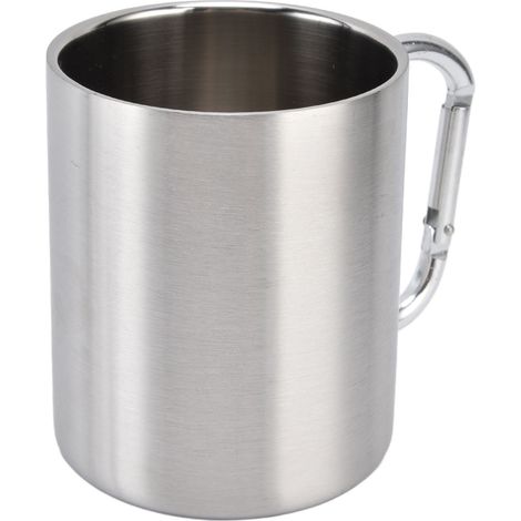 Tasse à café en acier inoxydable 360 ml, double paroi, poignée confortable, surface brillante, durable et élégante, couleur principale de la poignée. (1/5)