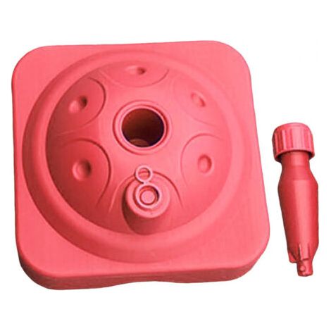 Base de parasol remplissable d'eau, support de parasol indépendant, robuste et durable, peut supporter jusqu'à 10 kg, convient aux jardins et aux piscines, rouge. (1/5)