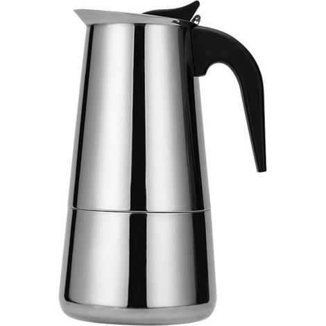 Cafetière italienne avec percolateur intégré, en acier inoxydable, idéale pour le camping ou la maison. (1/5)