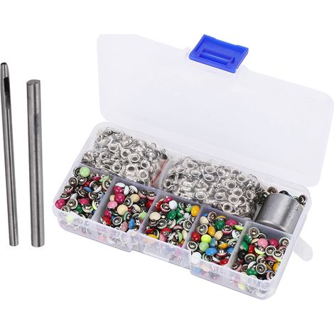 Ensemble de 380 rivets ronds en forme de champignon, couleur laiton, idéal pour la décoration de cuir, ceintures et sacs à main, kit d'outils pour le bricolage, 6 mm (1/5)