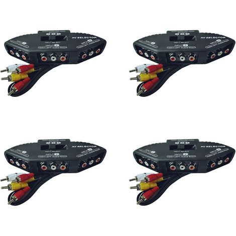 Commutateur audio/vidéo AV 4 et 3 canaux, boîtier de sélection, distributeur et commutateur avec câble compatible avec les téléviseurs, les lecteurs multimédias et autres appareils. (1/5)