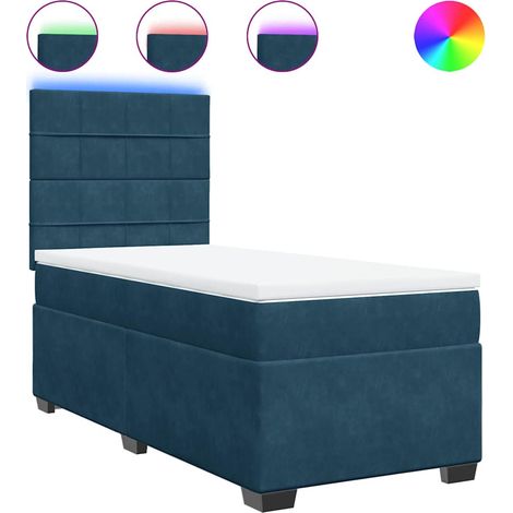 Maison Exclusive - Cama box spring con colchón terciopelo azul 90 (1/5)