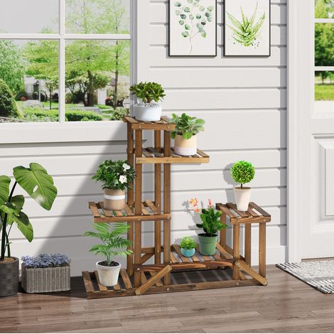 Étagère à plantes en bois à 6 niveaux, 95 x 28 x 96,5 cm, couleur orange brûlé DESVIAE (1/5)