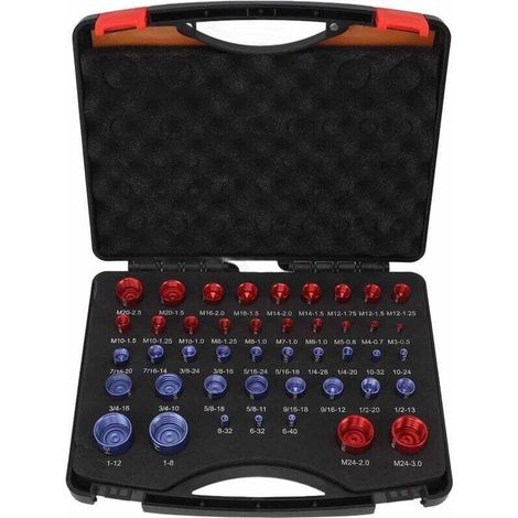 44 Piece Bolt and Nut Identifier Gauge Set, Red and Blue, Bolt and Nut Size Gauge in Inch and Metric (1/4)