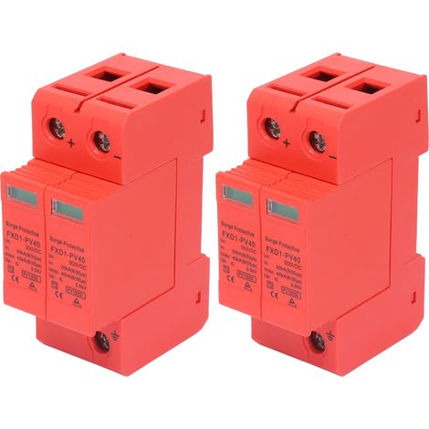 Parafoudre DC 40KA 2P 500V pour Photovoltaïque avec Signal à Distance - Lot de 2 Dispositifs de Protection FXD1-PV (1/5)