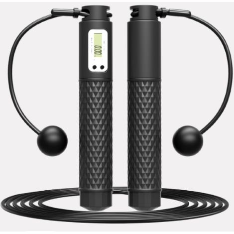 Corde à sauter de sport, corde à sauter sans fil avec compteur, corde à sauter réglable avec mesure et comptage numériques, roulements à billes en acier (1/5)