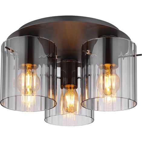 Globo - plafón - TULIVAR - negro - vidrio - Ø 37cm - E27 -
