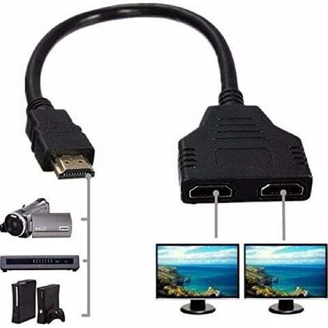 Fpjlokf Cacircble HDMI Splitter 1080P HDMI macircle vers double HDMI femelle 1 agrave 2 voies HDMI Splitter cacircble adaptat[155] (1/4)