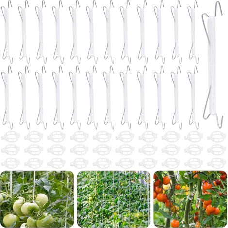 25 Crochets de Tomate - Clips de Plante - Corde de Soutien en Nylon - Pour Légumes et Vignes - Blanc - 10 m (1/5)