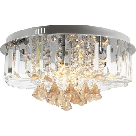 Lámpara de araña de cristal, lámpara de araña moderna de cristal, lámpara de techo de cristal con tres temperaturas de color, lámpara colgante para comedor, dormitorio, sala de estar (1/5)