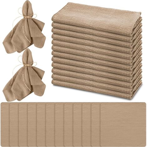 Lot de 12 serviettes en tissu - 42 x 42 cm - Réutilisables - En coton - Avec ficelle de 10 m - Pour fête d'anniversaire - Kaki (1/5)