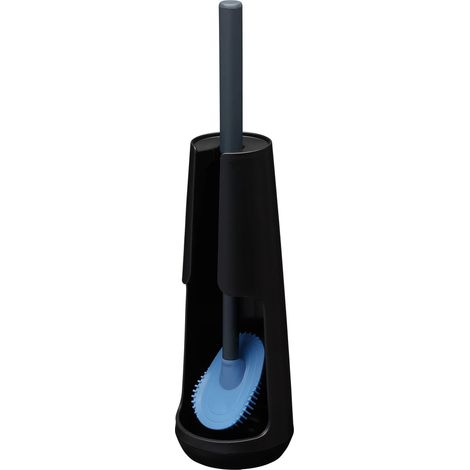 Porte-Brosse WC, autoportante avec Brosse Flexible Swoop, Noir/Anthracite, 112x112x428mm (1/5)