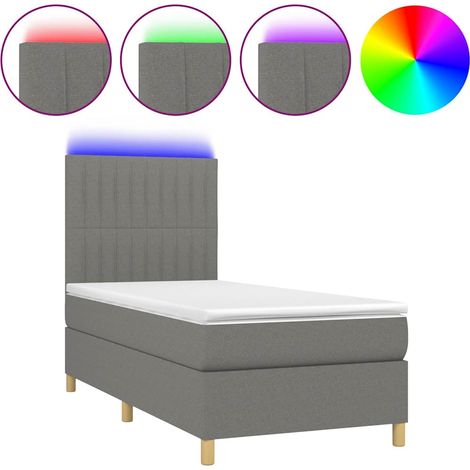 Maison Exclusive - Letto a Molle Materasso e LED Grigio Scuro 100x200cm in Tessuto (1/5)