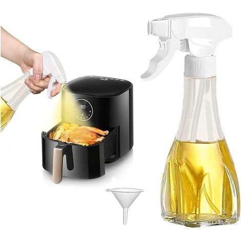 Spray per olio da cucina da 240 ml, spray per olio d'oliva per friggitrice ad aria con ugello regolabile per grigliare, cuocere al forno e preparare insalate (1/5)