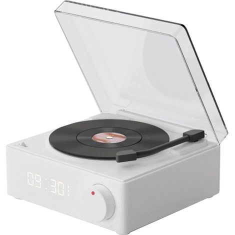 Haut-Parleur Bluetooth Vintage, Haut-Parleur de Style Tourne-Disque Vinyle, Son Stéréo HiFi, Haut-Parleur Portable sans Fil, Haut-Parleur de Style Classique à 3 Modes (White) (1/5)