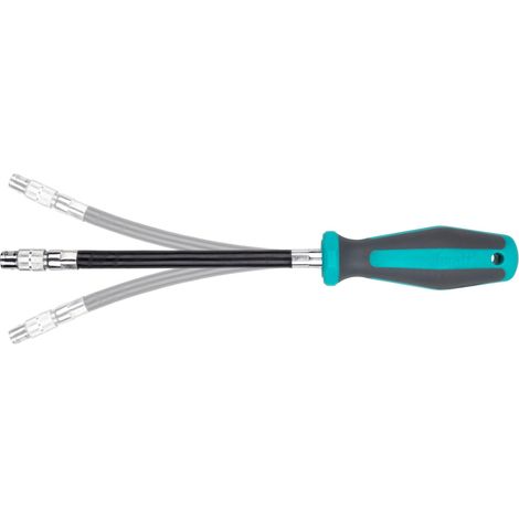 1 Tournevis Poignée Bi-matière à Tige Flexible Longueur 289 mm avec Porte-embouts Aimanté, Emmanchement 6 Pans de 6,3 mm (1/4") Argent (1/5)