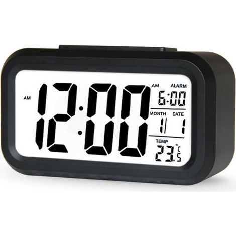 Réveil électronique rechargeable, lumineux et intelligent, avec LED, numérique, idéal pour les étudiants et les enfants. Cadeau innovant pour les étudiants et les enfants. Piles noires, en anglais. (1/5)