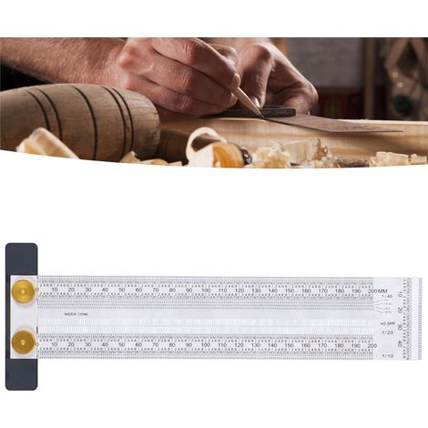 Règle de traçage en acier inoxydable, équerre de menuiserie, règle graduée, outils de menuiserie 200 mm (1/5)