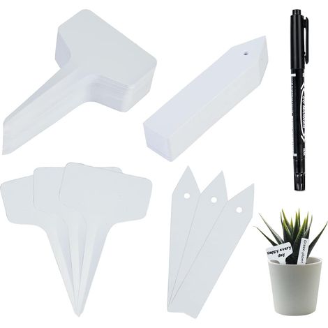 300 Pièces Étiquettes de Plantes de Jardin, Étiquettes en Plastique pour Plantes, Étiquettes de Jardinage, Extérieur Marquage Plantation, Imperméable Marqueurs Plante pour Jardin, Blanc (1/4)