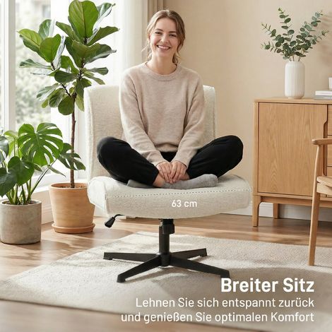 Fauteuil pivotant en velours, lounge réglable en hauteur pour salon, bureau, blanc crème (1/5)