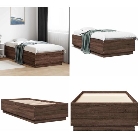 Bettgestell Braun Eichen-Optik 100x200 cm Holzwerkstoff - Holzbettfassungen - Betten Gestell - Doppelbett - Eiche Optik - Massivholzbette - Home & Living (1/5)