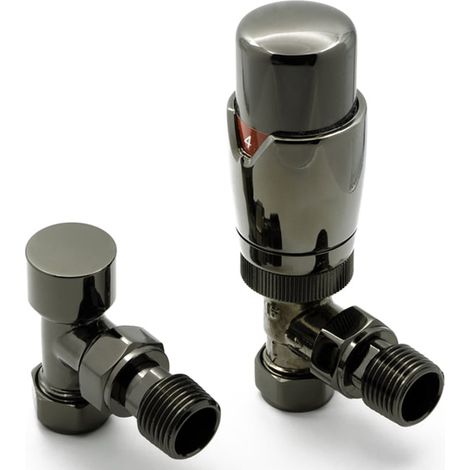 Reina Modal TRV Angled Radiator Valve and LockShield Oiled Bronze