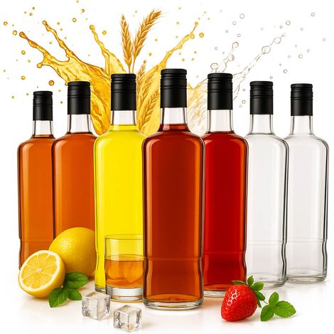 30x JACK WALKER 700ml Glasflaschen für selbstgemachte Liköre, Whisky, Schwarzgebrannten, Wein (1/5)