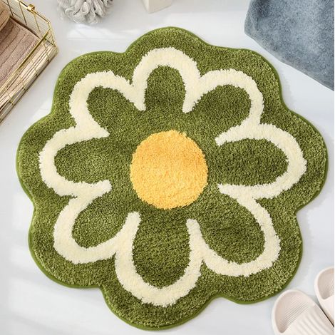 Tappetino da bagno a forma di fiore, antiscivolo, assorbente, con motivo floreale, tappetino da bagno (1/4)