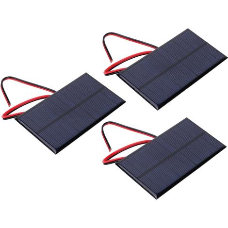 Lot de 3 mini panneaux solaires rectangulaires CC 6 V 1 W en silicone polysilicium chargeur micro pour panneaux cellules, jouets électriques et systèmes photovoltaïques avec câble de 30 cm (1/5)