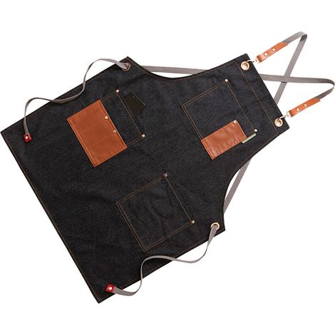 Kochschürze für Damen und Herren, PU-Kochschürze mit mehreren Taschen für Küche und Restaurant, Schwarz (1/5)