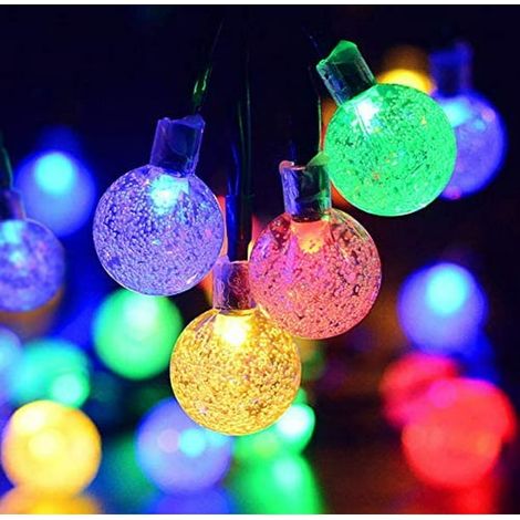 Guirlande solaire extérieure 50 LED boules cristal 7m, éclairage décoratif étanche multi-couleurs, 8 modes, pour Noël, mariage, jardin, maison, cadeau Saint-Valentin (1/2)