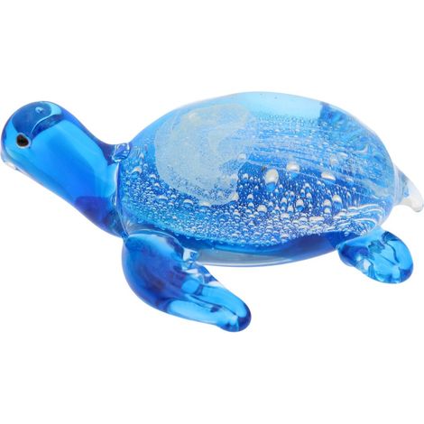 Pisapapeles tortuga de cristal azul con burbujas 15 cm (1/5)