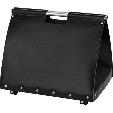 Porte-bois sac en faux cuir noir h. 50 l.55x40 cm. Made in Italy