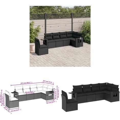 6-tlg. Garten-Sofagarnitur mit Kissen Schwarz Poly Rattan - Gartenmöbel - Lounge Set - Rattan Möbel - Outdoor Möbel - Esszimmergarnitur - Home & Living (1/3)