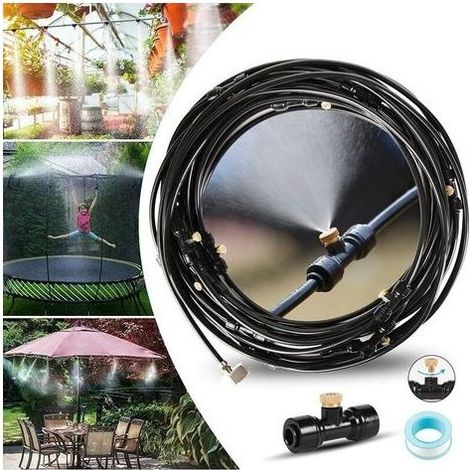 15M Brumisateur Terrasse Exterieur. Système de Brumisation Système de Refroidissement de Brumisation. Kit de Tuyau Brumisateur pour Jardin Parasol Trampoline Serre Piscine (18 Buse) (1/5)