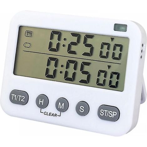 BEBUSINGOTO Doppelter digitaler Timer mit Ein-/Ausschalter und 3-stufig einstellbarer Alarmlautstärke (1/5)