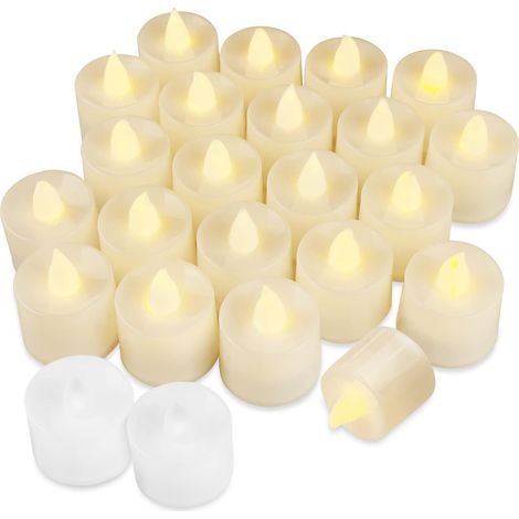 24 bougie led, bougies chauffe plat à piles, Bougies à Scintillantes Réalistes avec une lumière jaune chaude, Peut être utilisé pour les pique-niques, l'extérieur, la décoration de mariage (1/5)