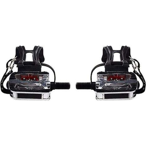 Pédales SPD pour vélo de spinning avec cages d'orteils pour pédales à clip Pédales de plate-forme de cyclisme d'exercice en salle 9/1 (1/3)