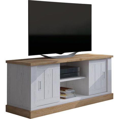 Mobile Porta tv Mesola, un Ripiano, 4 Vani, 2 Ante, 45x46x60h cm Bianco Rovere