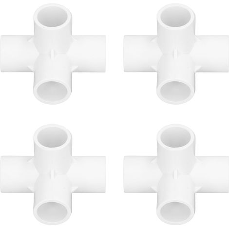 10 Stück 6-Wege-Rohrverbinder aus PVC-Kunststoff, Eckwinkel, 20 mm Innendurchmesser, weiß (1/5)