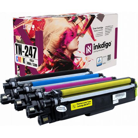 Tóner Inkdigo TN247 compatible con Brother DCP-L3510 HL-L3210 MFC-L3710CW con certificación TÜV. (1/5)