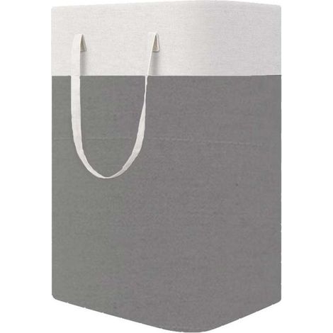 Sac de rangement pliable en tissu, coton et lin, gris, 40 x 30 x 60 cm (1/5)